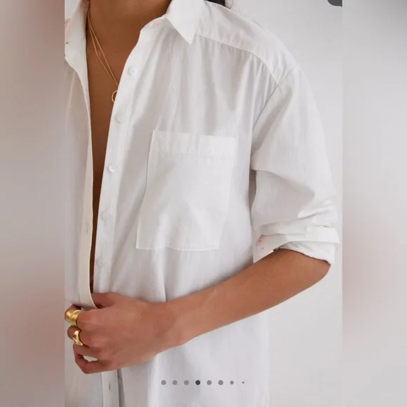 Anthropologie Maeve Maxi Tunic Buttondown Top White NEW $120 SOLD OUT - Picture 4 of 10